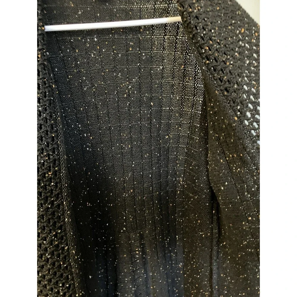 Studio Works Womens Cardigan XL Black Speckled Open Front Long Sleeve